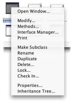 class item context menu
