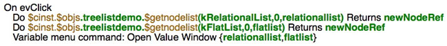 Code to get relational and flat list content from static tree list