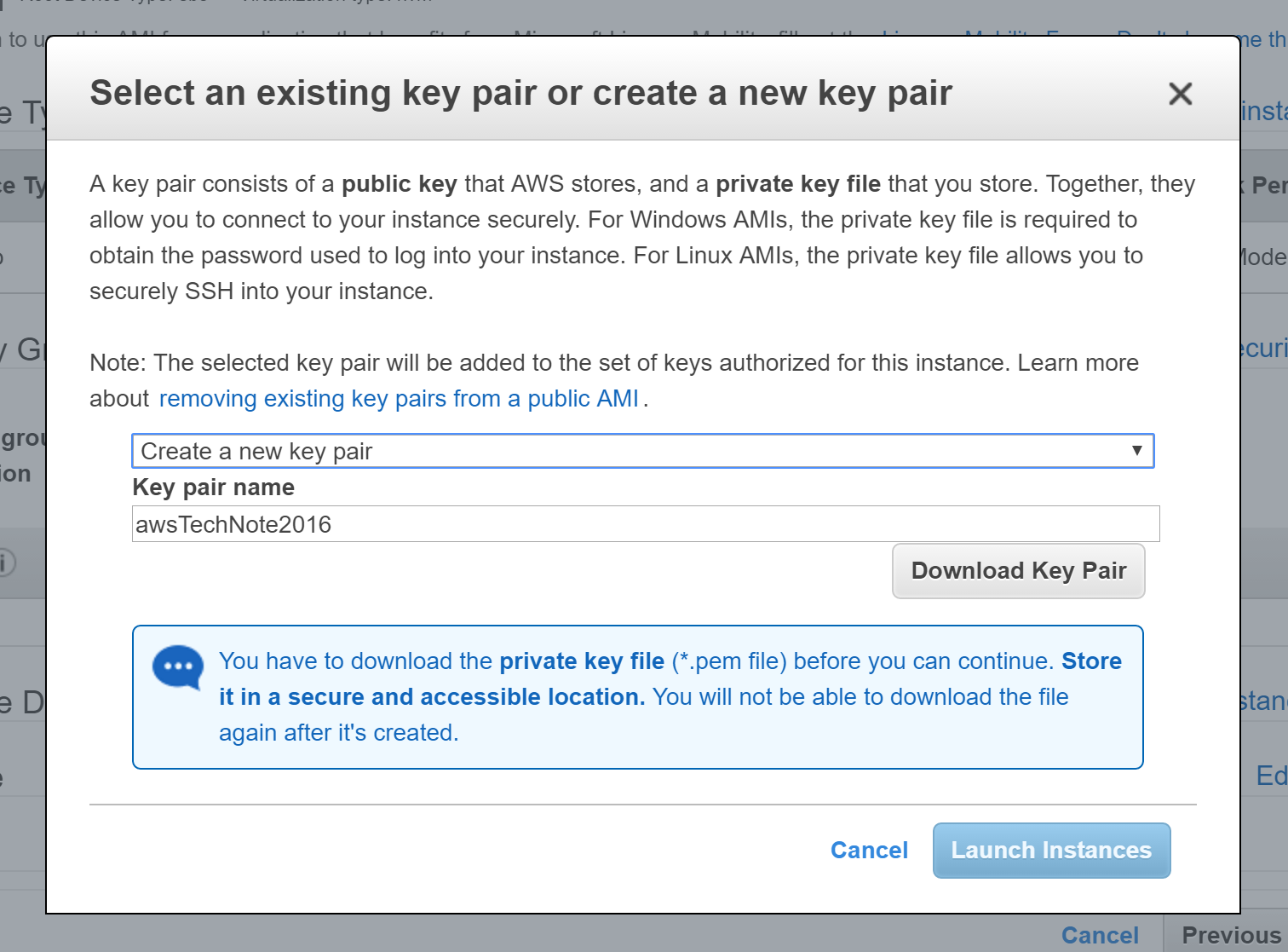 Aws Generate New Key Pair From Running Instance