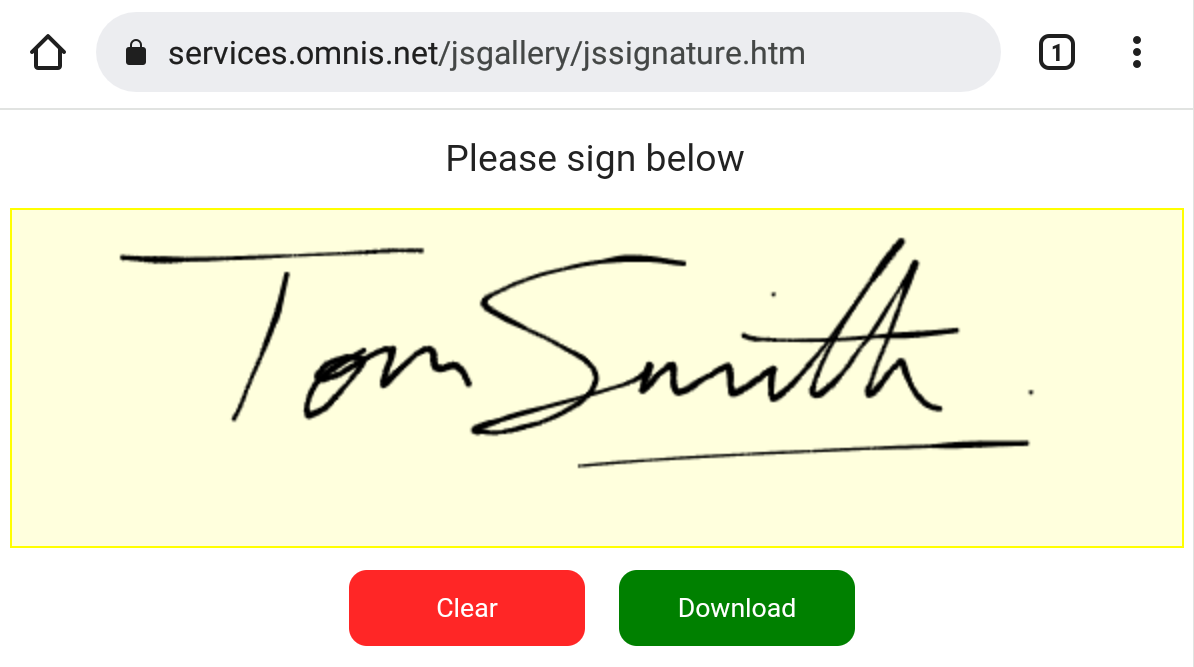 Adding Signature Capture to Omnis using a JSON Component